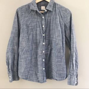 SOLD ✅ J. Crew Chambray Polka Dot Button-Down